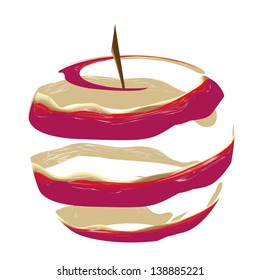 simple vector illustration with apple skin isolated on white background