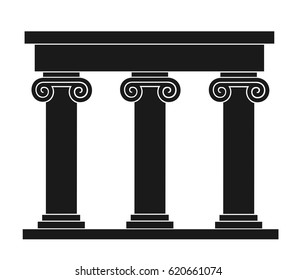 Simple vector illustration of architectural monument - very old ancient building with decorated columns