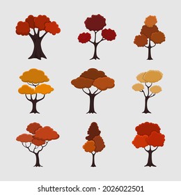 ilustración vectorial simple árbol conjunto de otoño