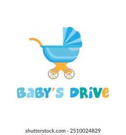 Simple vector illustration of baby stroller baby's drive