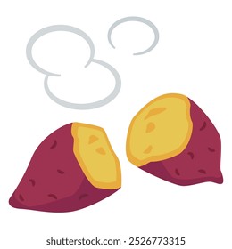 Ilustração vetor simples de batata-doce assada