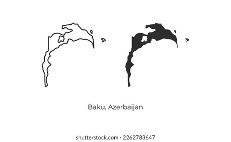 Simple vector illustration of Baku map, Azerbaijan. Vector illustration svg