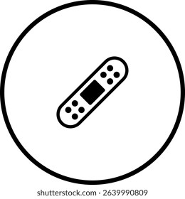 Simple vector illustration of a bandage inside a circle representing medical aid