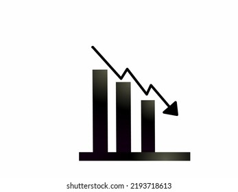 simple vector illustration bar chart going down, business,loss,down,profit,loss,trading profit