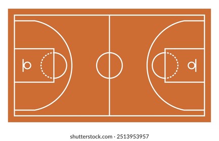 Simples ilustração vetorial de uma quadra de basquete