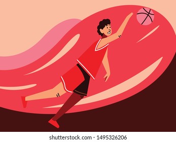 Simple vector illustration of a basketball player carrying out an attack