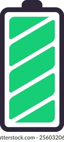 Simple vector illustration of a battery icon with a green charge indicator, representing a moderate power level, ideal for visualizing energy status