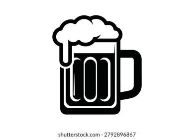 Simple vector illustration of a beer mug filled with frothy foam, perfect for pubs, breweries, and beverage menus.