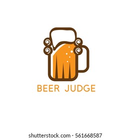 simple vector illustration with beer mug and wig of judge