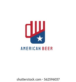 simple vector illustration with beer mug and american flag symbols