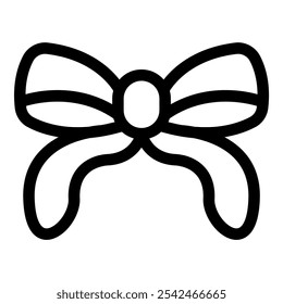 Simple vector illustration of a big bold black bow tie knot icon, a classic symbol of celebration, holidays, and special occasions