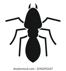 Einfache Vektorgrafik einer schwarzen Ameisensilhouette, perfekt für jedes Projekt, das ein klares und erkennbares Insektensymbol benötigt