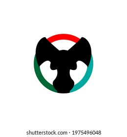 Simple vector illustration of black fox head in a circle, great for pet shop pet icons and logos