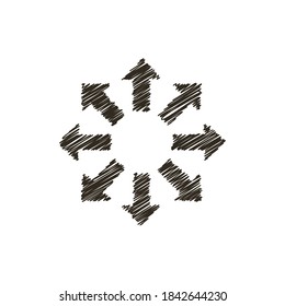 simple vector illustration of black freehand drawn arrows wich shows different directions on white background 