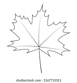 simple vector illustration black and white autumn leaf