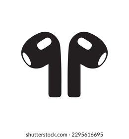 ilustración vectorial simple. icono y logotipo en blanco y negro. audífonos inalámbricos. accesorios de teléfono. música y audio. oreja. 