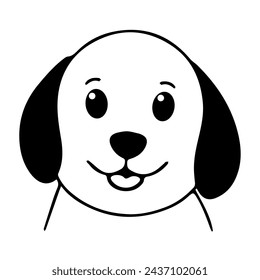 simple vector illustration black and white dog