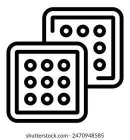 Simple vector illustration of a black and white dice icon with dotted faces