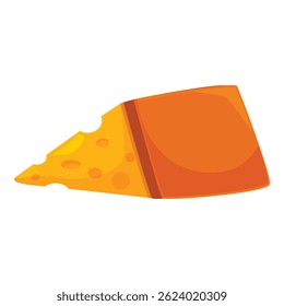 Simple vector illustration of a block of cheddar cheese with a slice cut off, isolated on a white background
