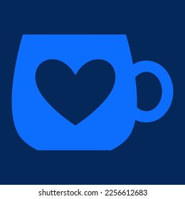 simple vector illustration blue cup with heart
