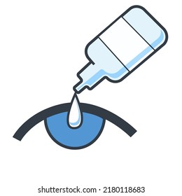 simple vector illustration blue eye and eye drops