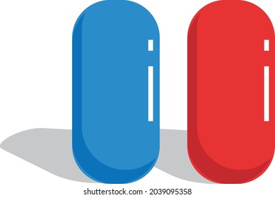 A simple vector illustration of blue pill and red pill (separable)