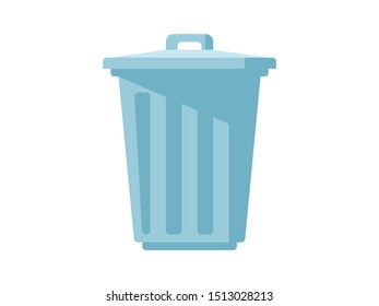  simple vector illustration of a blue trash can