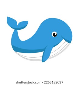 simple vector illustration blue whale