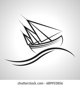 A simple vector illustration of a boat. Fountain sketch.