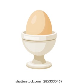 Simple vector illustration of a boiled egg served in a white ceramic egg cup