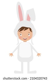 simple vector illustration boy with costume of rabbit