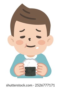 Simple Ilustración vectorial de un niño comiendo bola de arroz