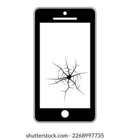 simple vector illustration broken smartphone on white