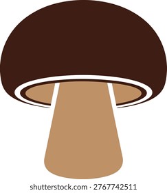 A simple vector illustration of a brown mushroom with a tan stem and a white ring under the cap, isolated on a white background.