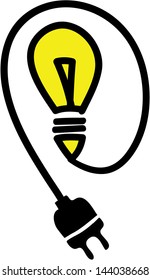 Simple vector illustration of bulb and plug