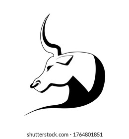 Simple vector illustration of a bull isolated on a white background. Symbol of 2021.