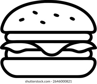 Um vetor simples ilustração de um hambúrguer com queijo, perfeito para menus, sites ou qualquer design que precise de um elemento de fast food. 126º