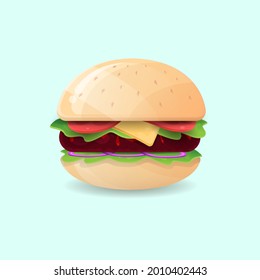 La Simple Ilustración Vectorial de Burger Se Ve Limpia Y Deliciosa.