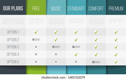 Simple vector illustration of business plans web comparison pricing table. Art design modern banner list. Abstract concept graphic websites.