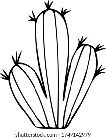 Simple vector illustration Cactus, black and white drawing