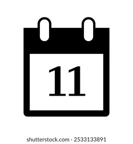 Ilustración vectorial sencilla de una página de calendario con el número once