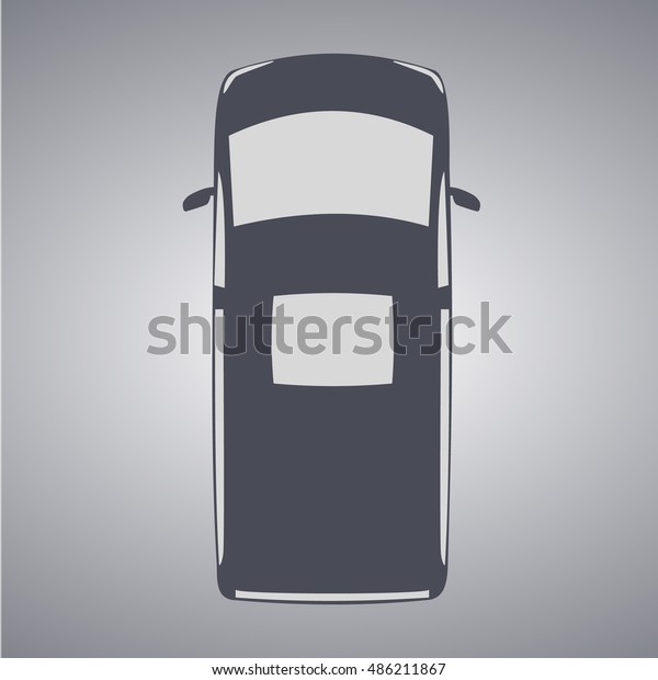 Simple vector illustration of a car
icon top view. SUV minivan silhouette on grey
background.
