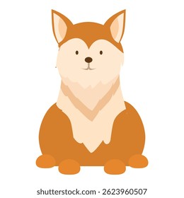 Simple vector illustration of a cartoon fox sitting down, isolated on a white background