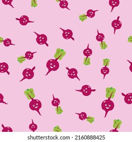 simple vector illustration cartoon pink beets on white