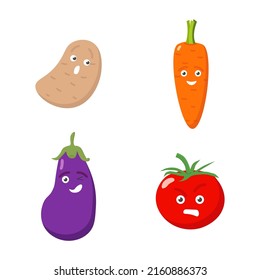 ilustración vectorial simple caricaturas vegetales en blanco