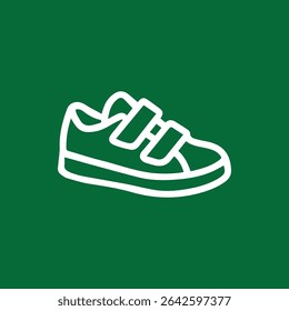 A simple vector illustration of a child's shoe with velcro straps on a green background Perfect for designs related to kids footwear and active lifestyles