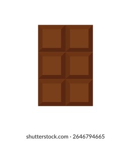 Simple vector illustration of a chocolate bar with six segments in rich brown color. Perfect for food-related designs, dessert menus, sweet advertisements, or confectionery packaging.