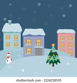 simple vector illustration Christmas houses