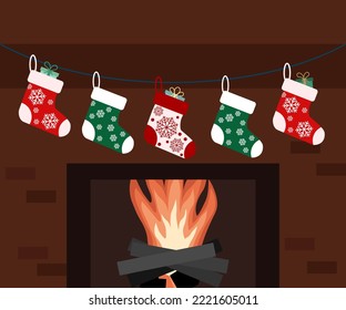 ilustración vectorial simple sock de Navidad