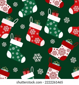 simple vector illustration Christmas socks pattern
